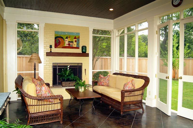screen porch with removable glass enclosure panes