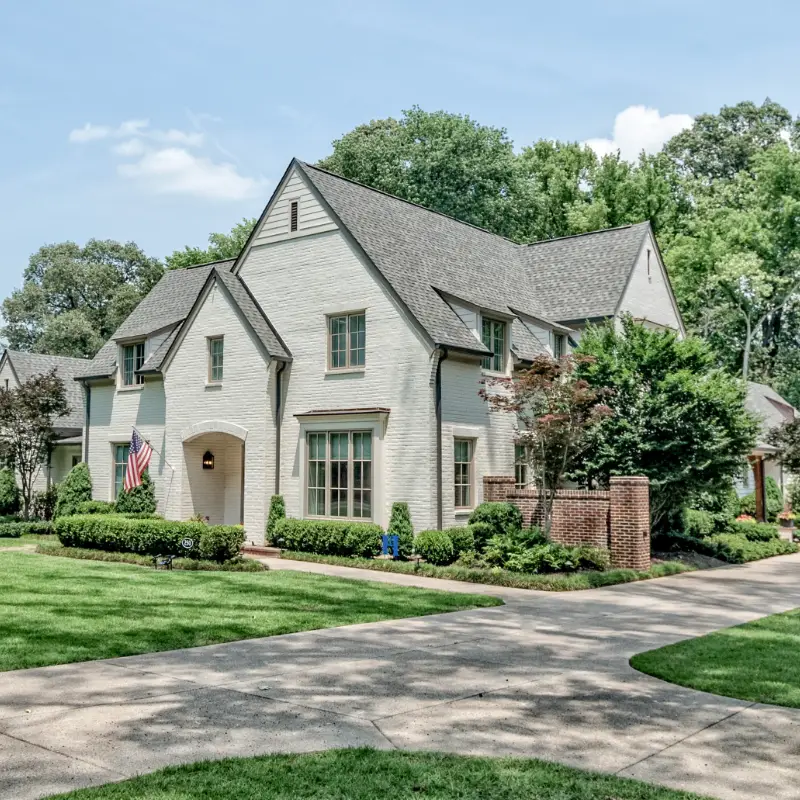 New custom home exterior in Germantown, Tennessee.
